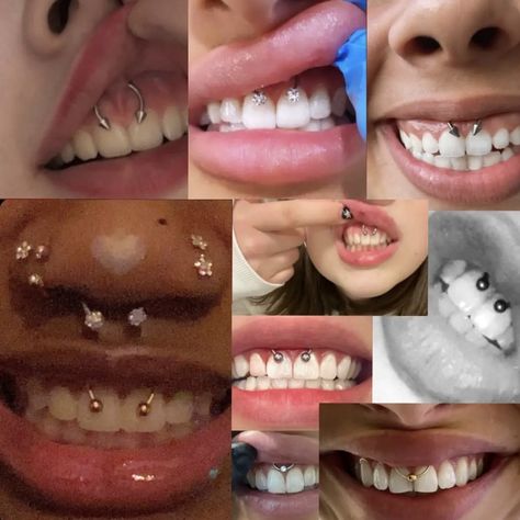 Baddie Piercings, Teeth Piercing, Smiley Piercing Jewelry, Piercings Chart, Dream Piercings, Piercings Smiley, Ear Piercings Chart, Piercing Chart, Piercing Inspo