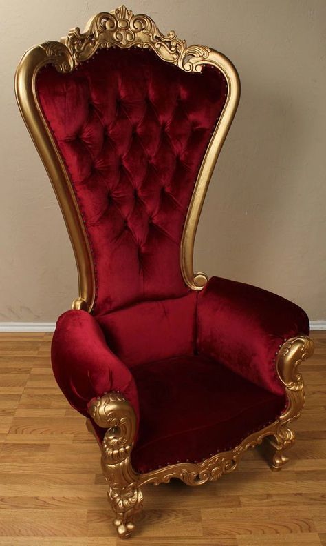 Red velvet French Bourque chair King Throne Chair, Baroque Chair, Hollywood Regency Furniture, Throne Chairs, Royal Chair, King Chair, Red Quince, King Furniture, Modern Baroque