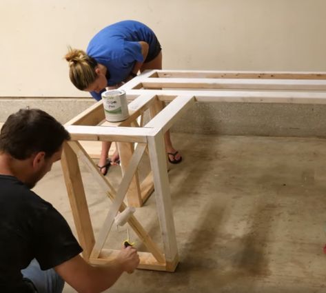 Diy Butcher Block Desk, Cricut Workspace, Farm Desk, Corner Desk Plans, Desk For, Diy Wood Desk, Diy Corner Desk, Diy Office Desk, Desk Modern Design