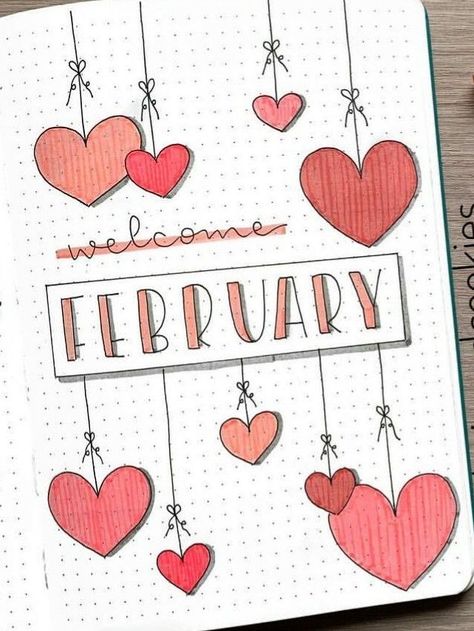 Journal February, Bullet Journal Work, February Bullet Journal, Journal Ideas Templates, Bullet Journal Month, Penanda Buku, Bullet Journal Cover Page, Bulletin Journal, Bullet Journal Cover Ideas