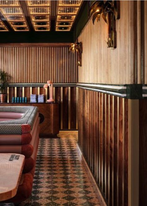 Fluted Wood Wall, Pink Morning Glory, Fluted Wood, Material Library, Brunch Spots, Restaurant Interior Design, Commercial Interior Design, Hospitality Design, Hotel Design