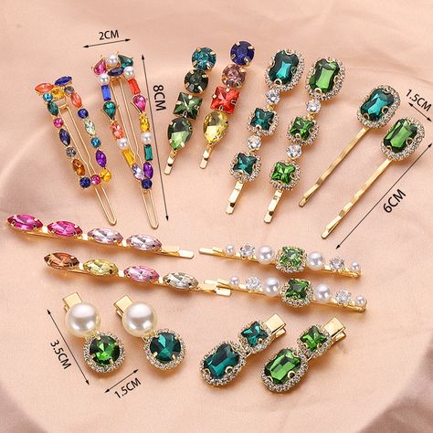 Hair Clips Diy, Hair Clips For Women, Rhinestone Hair Pin, Rhinestone Hair Clip, Pearl Hair Clip, Rhinestone Hair, Hair Clips Girls, Fancy Jewellery, Diy Hair Accessories