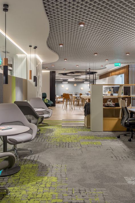 Tech Corporate Office Design, Large Ceiling Design, Mail Room Interior Design, Facebook Office Interior, Builders Office Interior Design, Open Office Ceiling Design, Office Lobby Ceiling Design, Open Ceiling Office Design, Corporate Office Ceiling Design