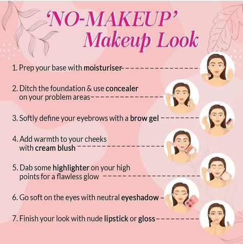 A guide to a no makeup look Youthful Makeup Tips, Proper Order To Apply Makeup, How To Do Makeup For Beginners Natural, How To Apply Makeup For Beginners, Makeup Quotes Inspirational, Where To Put Makeup, Makeup Content Ideas, Concealer Tips How To Apply, How To Do Makeup For Beginners