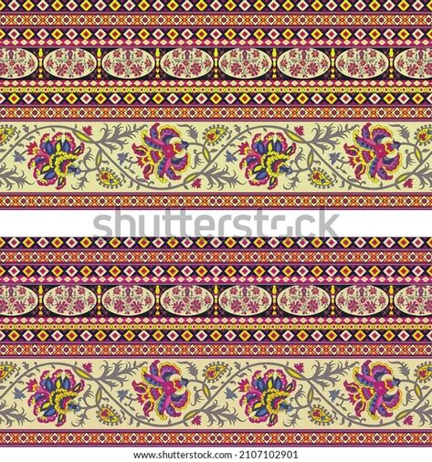 Digital Textile Design Motif Geometrical Border Stock Illustration 2107102901 Dwarikadhish Hd Wallpaper, Geometrical Border, Flower Pattern Design Prints, Phad Painting, Vector Border, Print Design Art, Newspaper Crafts, Print Design Pattern, Textile Texture