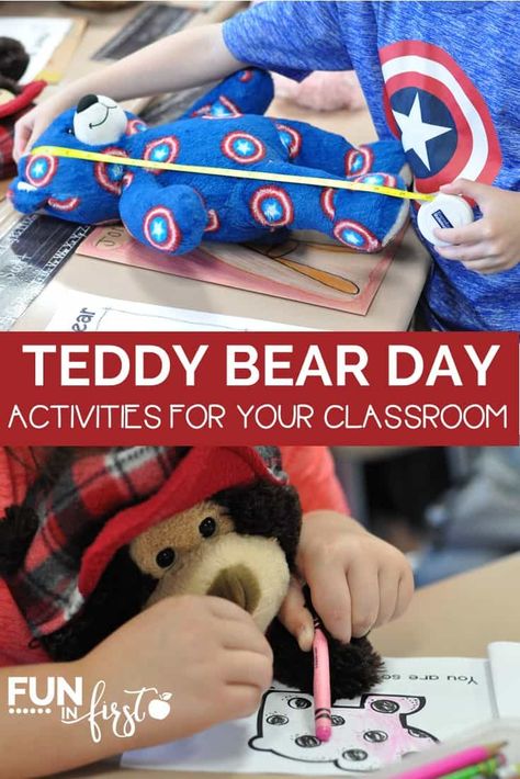 Activities for holding a Teddy Bear Day in your classroom. Bears Topic Eyfs, National Teddy Bear Day Activities, Teddy Bear Day Preschool, Teddy Bear Activities For Preschool, Bear Activities Preschool, National Teddy Bear Day, Bears Preschool, 1st Grade Classroom, Teddy Bear Crafts