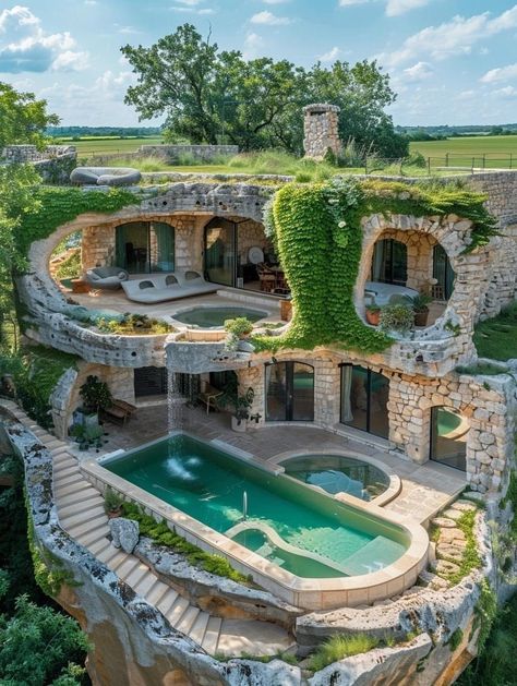 Weird Houses Unusual Homes, Weird Houses, Bunker Home, Interesting Houses, Exotic Homes, Crazy Houses, Fairytale House, Earthship Home, Romantic Cabin