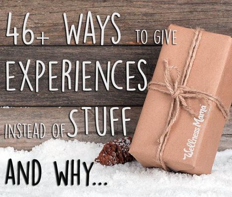 46+ Ways to Give Your Kids Experiences Instead of Stuff - One year during Christmas, my husband and I looked at one another and our brood of kids and thought, "Why are we spending loads of money on toys and games that will be played with once and tossed into our cluttered closets, causing stress on our time, energy, and budget?". So we decided to change the way we give gifts at holidays, and to give them experiences they'll remember forever instead. Wellness Mama, Cadeau Diy, Up Book, Experience Gifts, Brown Paper, Christmas Traditions, All Things Christmas, Homemade Gifts, Creative Gifts