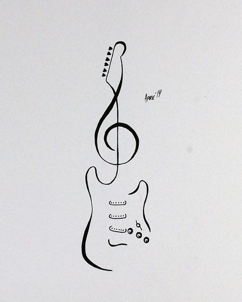 Tato Flash, Guitar Drawing, Not Musik, Guitar Tattoo, Music Tattoo Designs, Illustration Tattoo, Stratocaster Guitar, Music Drawings, Music Tattoo