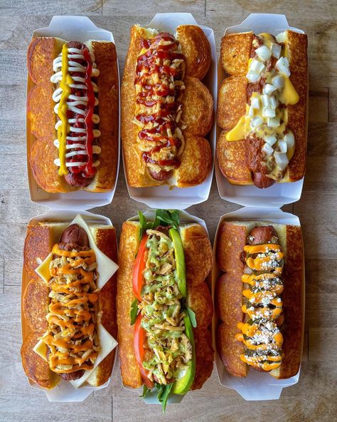 Hot Dogs Negocio Ideas, Hot Dog Business, Hotdog Sandwich, Hot Dogs Recipes, Gourmet Hot Dogs, Catering Ideas Food, Soul Food Dinner, Hot Dog Recipes, Makanan Diet