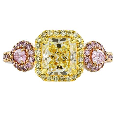 9 Carat Diamond Ring, Pink And Yellow Diamond Ring, Yellow Diamond Wedding Ring, Coloured Diamond Engagement Ring, Yellow Wedding Ring, 20 Carat Diamond Ring, Pink Engagement Rings, Fancy Yellow Diamond Ring, Fancy Color Diamond Ring