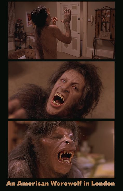 This is the transformation scene in An American Werewolf in London (1981). The actor is David Naughton. It was directed by John Landis. An American Werewolf In London, Werewolf Transformation, Dark Fiction, American Werewolf In London, Ideal Man, Classic Monsters, Halloween Town, Great Memories, Horror Movies