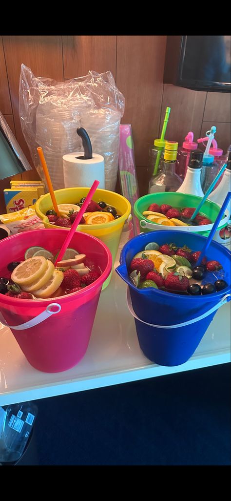 Summer drinks Sand Castle Bucket Drinks, 21 Pool Party Ideas, Birthday On A Boat Party Ideas, 21st Birthday Ideas Pool Party, Liquor Bucket Drinks, Dock Party Ideas, Float The River Bachelorette Party, 18th Summer Birthday Party Ideas, Pool Party Alcohol Drinks