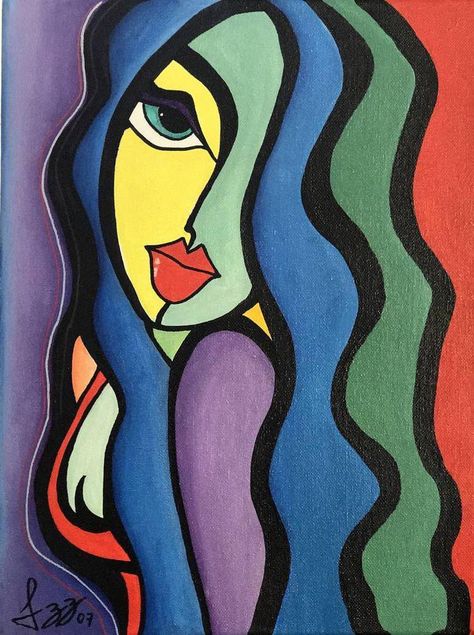 Easy Acrylic Painting Ideas, Art Picasso, Cubist Art, Acrylic Painting Ideas, Easy Acrylic Painting, Tiki Mask, Cubism Art, Abstract Face Art, Hippie Painting