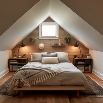 Attic Decoration Ideas, Long Narrow Attic Bedroom, Attic Guest Room Ideas, Bedrooms With Low Ceilings, Small A Frame Bedroom Ideas, Small Attic Bedroom Ideas Low Ceilings, Attic Bedroom Ideas Low Ceiling, Low Ceiling Loft Bedroom, Low Ceiling Loft Ideas