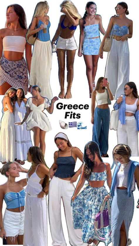 Greece outfits summer sunset sunrise Greece Summer Outfits, Summer Outfits 2023 Over 40, Greece Fits, Surfergirl Style, Sommer Strand Outfit, Greece Outfit, Summer Outfits Black, Summer Holiday Outfits, European Summer Outfits