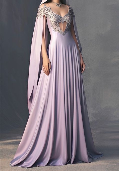 Lilac Fantasy Dress, Lavender Fantasy Dress, Lilac Gown Dress, Dragon Dress Outfit, Dawn Court Dress, Lilac Dress Aesthetic, Mythical Clothing, Dragon Dress Fantasy Gowns, Purple Fantasy Dress