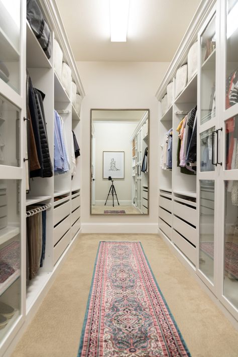 IKEA PAX walk-in closet reveal, IKEA closet hack, large mirror in closet Ikea Closet Ideas, Ikea Closet Hack, A Walk In Closet, Ikea Pax Hack, Pax Closet, Ikea Pax Closet, Master Closet Design, Ikea Closet, Ikea Pax Wardrobe