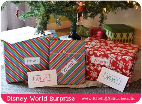 Disney Gift Surprise, Disney As Christmas Gift, Disney Vacation Surprise Christmas, Disney For Christmas Gift, Disney Boxes Surprise, Surprise Christmas Disney Trip, Disneyland For Christmas Gift, Surprise Disney Trip Christmas Gift, Disney Surprise Trip Ideas Christmas Gifts