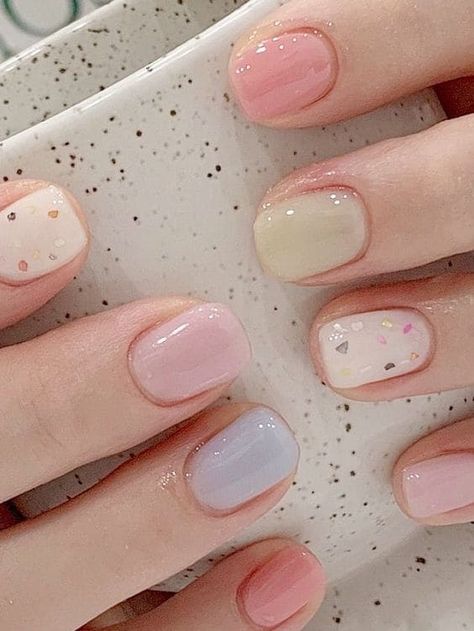 Nails Easter, Korean Nail Art, Milky Nails, Korean Nails, Simple Gel Nails, Blush Nails, Pretty Gel Nails, Cute Gel Nails, Pastel Nails