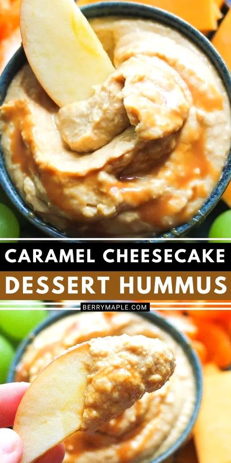 Desert Hummus Recipe, Salted Caramel Hummus, Brownie Hummus, Garbanzo Recipes, Sweet Hummus Recipe, Macros Meals, Dessert Hummus Recipe, Recipe Hummus, Delicate Desserts