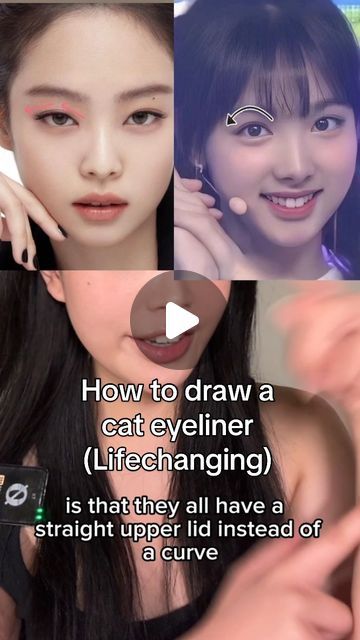 Cat Eye Downturned Eyes, How To Do Cat Eyeliner, Cat Pretty Makeup, Soft Cat Eye Makeup, Eyeliner For Asian Eyes, Cat Eyeliner Tutorial, Eyeliner Cat, Cat Eyeliner Makeup, Cat Eye Makeup Tutorial