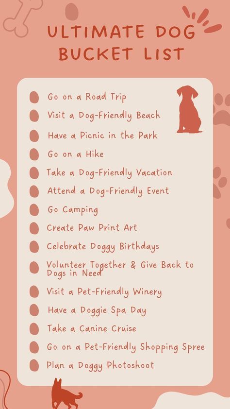 ultimate dog bucket list... Dog Owner Tips, Dog Bucket List, Dog Friendly Vacation, Dog Remedies, Puppy Mom, Dog Friendly Beach, Dog Mommy, Dog Enrichment, Dog Essentials