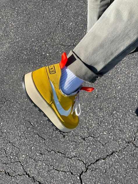 General Purpose Shoe Outfit, Nike Tom Sachs Outfit, Tom Sachs Style, Tom Sachs Nike General Purpose Shoe, Tom Sachs Nike, Tom Sachs General Purpose Shoe, Vintage Yellow Sneakers For Streetwear, General Purpose Shoe, Nike Craft