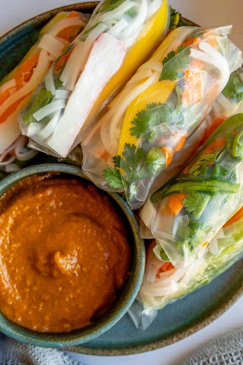 Crab Spring Rolls - Sweet Cs Designs Rice Paper Crab Rolls, Spring Rolls With Crab Meat, Spicy Crab Spring Roll, Spring Creek Bbq Rolls Recipe, Crab Spring Rolls, Artificial Crab, Veggie Spring Rolls Rice Paper, Rice Wrappers, Veggie Rolls