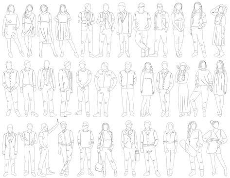 People Outline, Person Outline, Sketch Outline, Lady Silhouette, Human Sketch, Vector People, Fashion Silhouette, Outline Art, About People