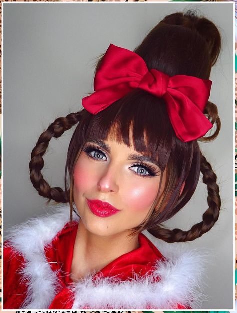 Christmas Hair Ideas - HurryDon't miss out these great products from Amazon.com Cindy Lou Who Costume Diy Hair Tutorials, The Whos From Whoville Costumes, Whoville Hair How To Do, Whooville Outfits Ideas, Dress Like A Who From Whoville, Who Ville Costumes, Who Hair Dr Suess, Whoville Costumes Women, Whoville Makeup Ideas