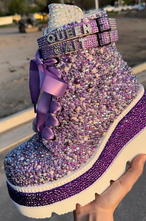 It’s a bit tacky and cheap looking in my opinion especially around the neck area. You get what you pay for. The customer service was great. Etsy Shoes, Bling Boots, Go Go Boots, Custom Rhinestone, Pretty Sneakers, Fashion Design Template, Boot Bling, Pretty Shoes Sneakers, Shoes Hack