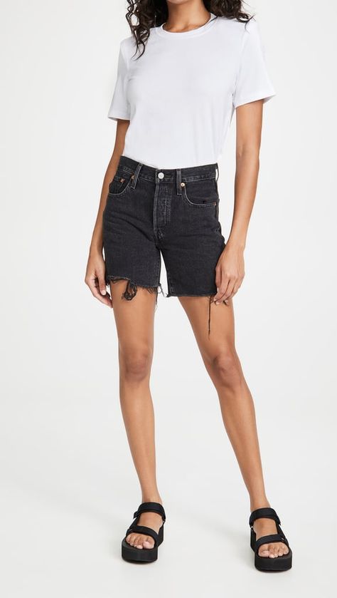 Cut Off Shorts Outfit, Best Levis Jeans For Women, Mid Thigh Shorts, Levis Pants, Shorts Outfit, Levi's 501, Jeans Material, Levis Women, Levi Shorts