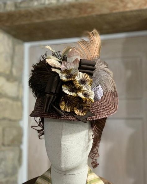 Farthingale Historical Hats on Instagram: "A new Victorian Bustle Era Hat for stock and available! Just added to the website, why not have a look😊  https://www.farthingalehistoricalhats.co.uk/victorian-hats" Victorian Hats Woman, 1880s Hats Women, Adjustable Victorian Brown Hat, Adjustable Brown Victorian Hat, 1870s Hats Women, 1890 Hats Victorian Ladies, Victorian Hats Woman 19th Century, Historical Hats, New Victorian