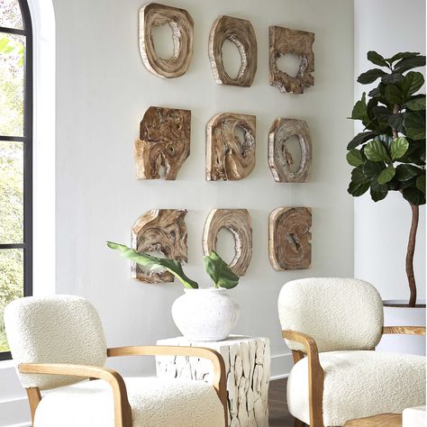 Bahati Wood Wall Art, Whitewashed, S/9 | Uttermost Pub Chairs, Wood Wall Art Decor, Wood Panel Walls, Wood Wall Decor, Coffee Brown, Fireplace Accessories, Mirror Wall Decor, Accent Furniture, White Wash