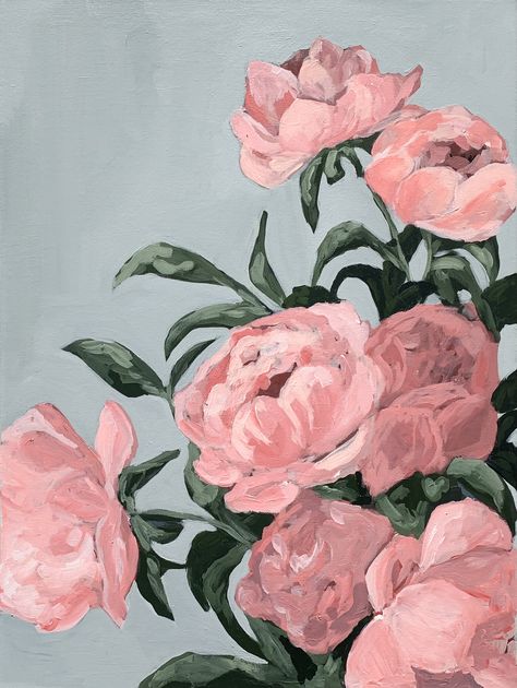 Painting Peonies, Peonies Artwork, Flowers Magnolia, Peony Drawing, Live Wedding Painting, Ella Anderson, Acrylic Flower Painting, Floral Paintings Acrylic, Easy Flower Painting