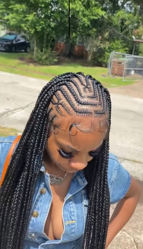 Fulani Braid Pattern, Cornrows With Knotless Braids, Tribals With Knotless Braids Hairstyle, Fulani Braids Side Part, Protective Braid Styles, Braids For Teens, Fulani Braids Hairstyles With Curls, Braided Hairstyles With Natural Hair, Braided Short Hairstyles