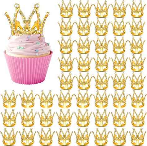 Amazon.com: 50 Pcs Crown Cake Toppers Mini Baby Crown Cupcake Topper Gold Tiara Cake Topper Small Princess Headpiece Cake Decoration for Women Girl Wedding Birthday Baby Shower Party Favors (Diamond Style) : Grocery & Gourmet Food Royal Theme Party, Princess Headpiece, Tiara Cake Topper, Crown Cupcake Toppers, Tiara Cake, Crown Cupcakes, Shower Party Favors, Baby Crown, Mini Crown