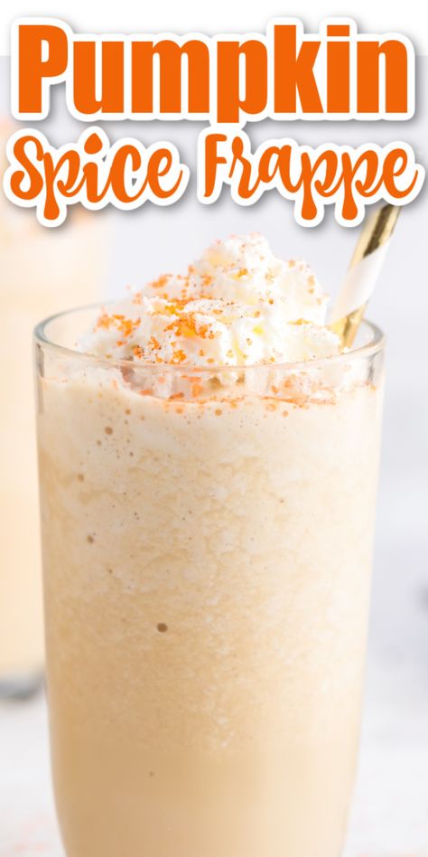 Pumpkin, cinnamon, cloves, and espresso blend up into this delcious pumpkin spice frappuccino! Pumpkin Frappe Recipe, Starbucks Pumpkin Spice Frappuccino, Pumpkin Spice Frappe Recipe, Starbucks Pumpkin Spice Frappe Recipe, Frappe Drinks, Homemade Pumpkin Spice Frappuccino, Pumpkin Spice Frappuccino Recipe, Pumpkin Frappe, Pumpkin Frappuccino