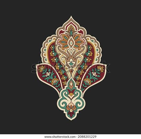 Colorful Baroque Dmask Paisley Motif Art Stock Illustration 2088201229 Mugal Motif, Duptta Design, Kurti Pattern, Paisley Motifs, Paisley Motif, Blue Duvet, Baroque Design, Paisley Art, Digital Borders Design