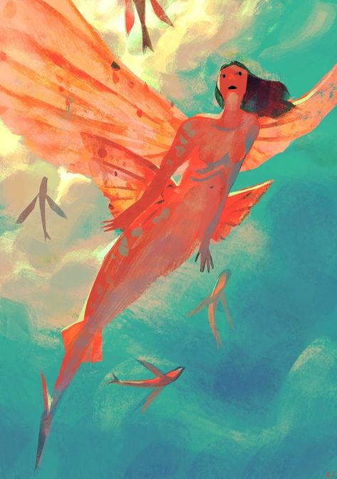 Flying Fish Mermaid, Siren Concept Art, Flying Fish Art, Flying Mermaid, Mermaid Drawings, Flying Fish, Mermaids And Mermen, Mermaid Art, Magical Creatures