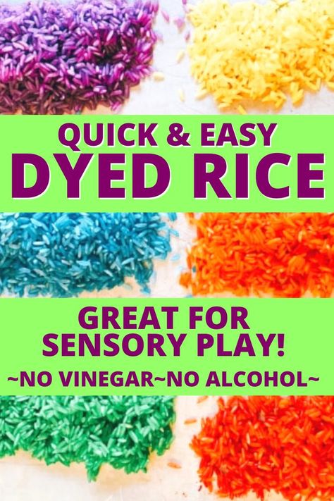 Sensory Bottles For Toddlers, Dye Rice, Rice Sensory Bin, Dyed Rice, Easy Preschool Crafts, Color Rice, Diy Kid Activities, Sensory Bottle, Rainbow Rice