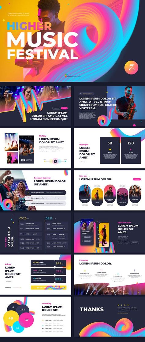 Pitch Deck Design Templates. get your own editable pre-designed slides. #SlideMembers #Pitchdeck #Business #Music #Festival #Party #Carnival #pop #Artist #Musicians #Jazz #Show #Celebration #Lineup #Marketing #Creative #Professional #Unique #Infographics #Diagram #Introduction #Project #Portfolio #Investor #Professional #Background #Layout #Slide #Design #Multipurpose #Proposal #BestPPT #PPT #PPTdesign #freepresentation #Presentation #Templates #PowerPoint #Investordeck #PPTdeck #freePPT Festival Marketing, Presentation Music, Pitch Deck Design, Best Presentation Templates, Pitch Presentation, Creative Powerpoint Presentations, Creative Proposals, Ppt Template Design, Deck Layout