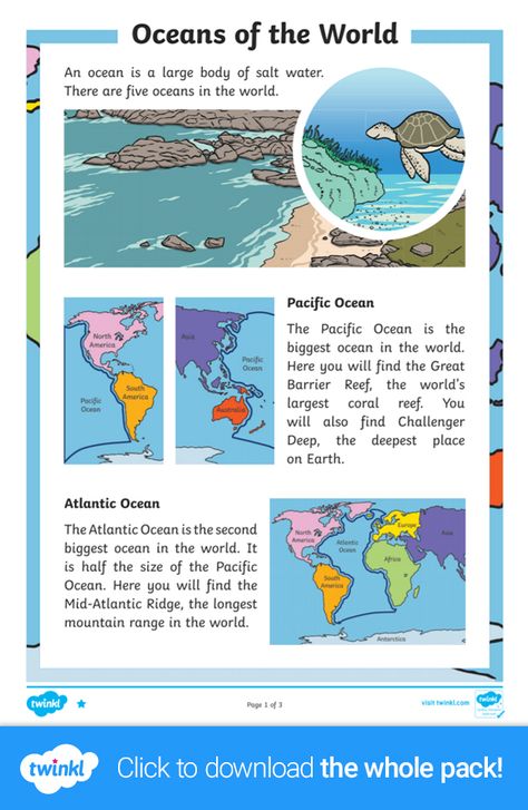 Perfect for World Oceans Day! This reading activity is a fantastic way to teach your children about the oceans of the world and the different parts of our planet. With three levels of differentiation, this reading comprehension activity is suitable for children across different reading abilities. Visit the Twinkl website to download and find more World Oceans Day resources. #worldoceanday #oceans #teachingresources #teaching #teacher #teach #twinkl #twinklresources #homeschooling World Ocean Day Activities, 5 Oceans Of The World, Ocean Worksheets, Ocean Reading, World Ocean Day, World Oceans Day, Ocean Theme Classroom, Sea Activities, Continents And Oceans