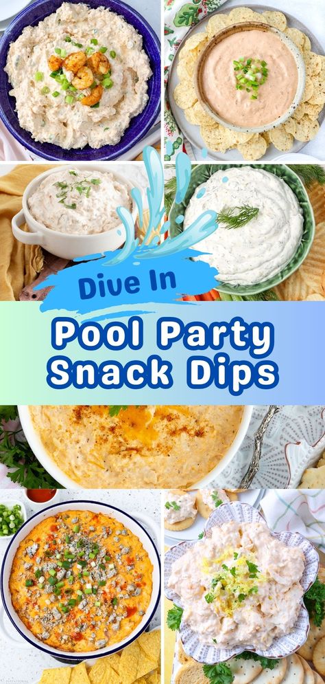 party dips to serve by a pool Pool Party Sandwiches, Water Park Snacks, Pool Party Snacks Appetizers, Pool Side Snacks For Adults, Best Pool Snacks, What To Bring To A Pool Party, Pool Day Snacks For Adults, Swim Party Food, Pool Snacks For Kids