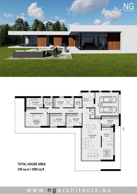 Architectural Presentation, Adobe Building, Dröm Hus Planer, L Shaped House Plans, L Shaped House, Home Designs Exterior, Pelan Rumah, Modern Villa Design, تصميم للمنزل العصري