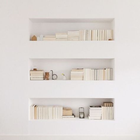 Wall Rack Design, Minimalist Bookshelves, Wall Niches, Recessed Shelves, Shelf Inspiration, Minimalist Shelves, Murphy Bed Plans, Modern Shelf, Bookshelf Design