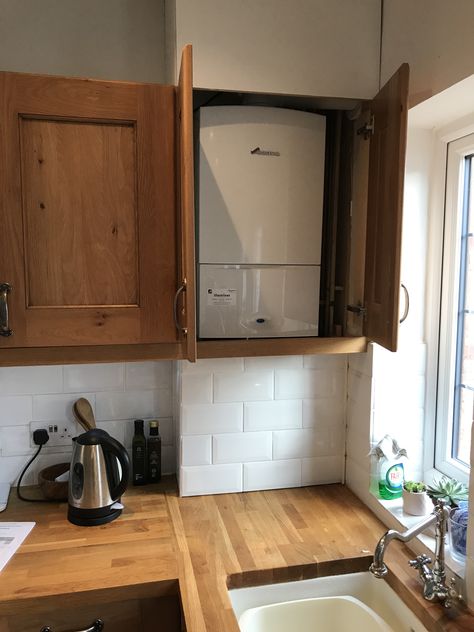 Hidden Boiler In Kitchen, Boiler In Kitchen Cupboard, Boxing In Boiler Ideas, Hiding Boiler In Kitchen, Boiler Cupboard Ideas Kitchen, Kitchen Boiler Cupboard, Hide Boiler In Kitchen, Boiler Cupboard Ideas Storage, Boiler In Kitchen