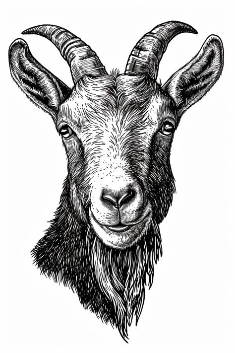 🖼️✨Try Best Midjourney Prompts - Click Link in my Bio📌🔗 Goat Sketch Drawings, Mountain Goat Drawing, Goat Images, Tattoo Goat, Goat Drawing, Goat Tattoo, Traditional Tattoo Flash Sheets, Long Horns, Deer Drawing