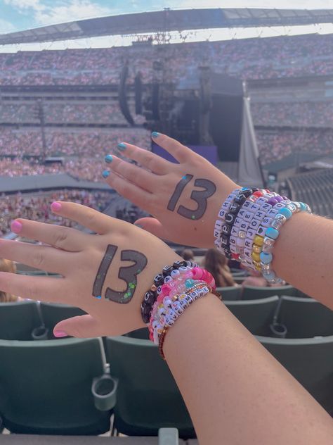 13 Eras Tour Hand, Eras Tour 13 Hand, 13 Hand Taylor Swift, Taylor Swift 13 Hand, Taylor Swift Eras Tour Bracelets, Taylor Swift Birthday Party Ideas, Swift Bracelets, Taylor Swift Birthday, Taylor Swift Tour Outfits